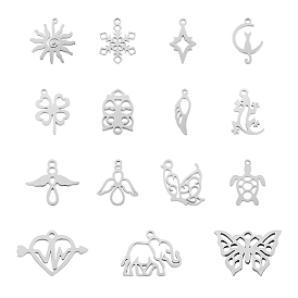 201 pendentifs chaton en acier inoxydable, formes mixtes