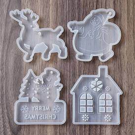 DIY Christmas Theme Silicone Molds, for UV Resin & Epoxy Resin Craft Making, White