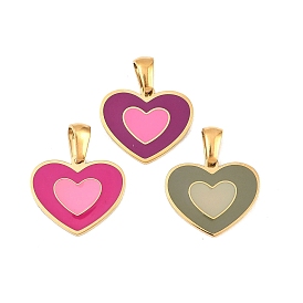 304 нержавеющей стальной эмали подвески, сердце прелести, реальный 18 k позолоченный