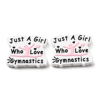 Силиконовые декоративные бусины на спортивную тематику, девушка и слово просто девушка, которая любит гимнастику
