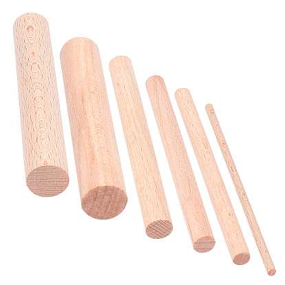 12 Pcs 6 Styles Beech Wood Craft Sticks, Round Wooden Sticks, for Model Building DIY Wood Crafts Home Garden Decoration