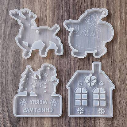 Silikonformen zum Thema Weihnachten selber machen, für die Herstellung von UV-Harz und Epoxidharz, weiß