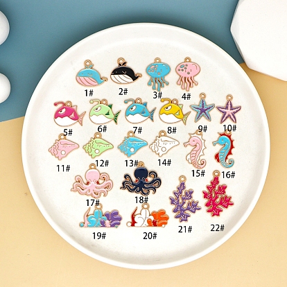 Эмалевые подвески из сплава морских организмов, разноцветные