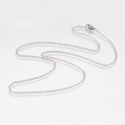 304 Stainless Steel Necklaces, Cross Cable Chain Necklaces, with Lobster Claw Clasps