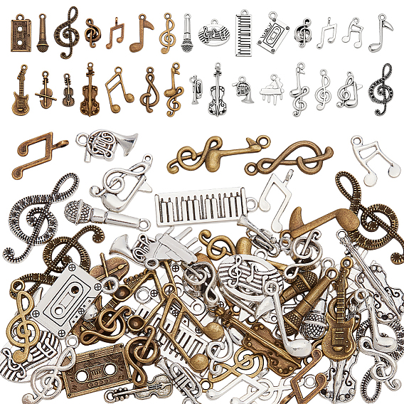60 шт 30 стили подвески из сплава в тибетском стиле, музыкальная тема