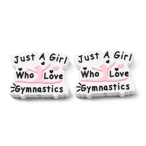 Силиконовые декоративные бусины на спортивную тематику, девушка и слово просто девушка, которая любит гимнастику