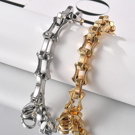 304 браслеты из нержавеющей стали с костяными звеньями для женщин и мужчин, ионное покрытие (ip)