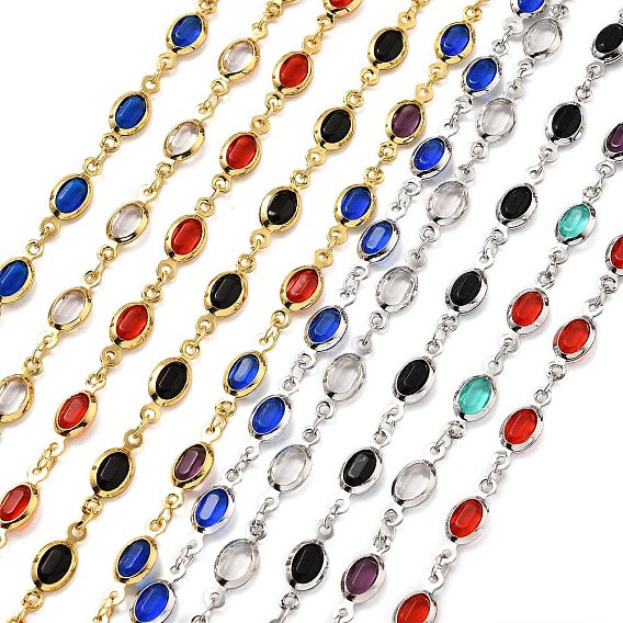 Латунные стеклянные цепи с овальными звеньями, с катушкой, долговечный, пайки, без свинца и без кадмия, стойки покрытие