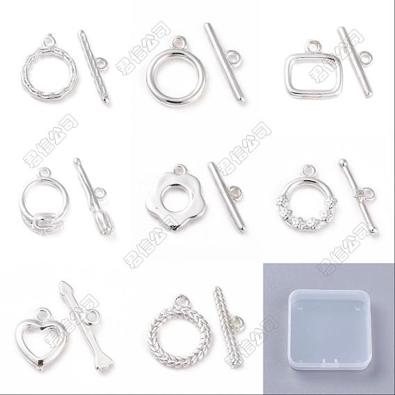 8 Styles Brass Toggle Clasps, Cadmium Free & Lead Free, Long-Lasting Plated