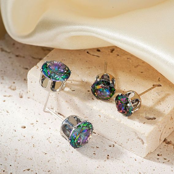 Женские серьги-гвоздики с яркими кристаллами, минималистичные и модные украшения для ушей
