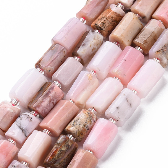 Natural Pink Opal Beads Strands, Faceted, Column