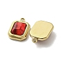 Real 14K Gold Plated 304 Stainless Steel Pendants, with Glass, Rectangle Charms