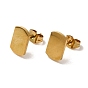 PVD Vacuum Plating 304 Stainless Steel Stud Earrings, Plain Rectangle