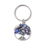 7Pcs 7 Styles Gemstone Keychains, with Alloy Findings and 304 Stainless Steel Split Key Rings, Tree of Life
