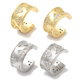 Ring with Leaf Brass Micro Pave Cubic Zirconia Cuff Earrings for Women