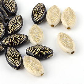Horse Eye Plating Acrylic Beads, Golden Metal Enlaced, 14x8x4.5mm, Hole: 1.5mm, about 137pcs/500g