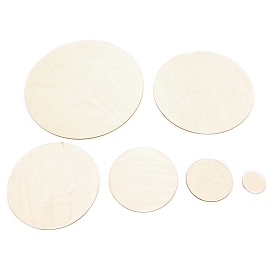 Wooden Blank Plates Set, Flat Round
