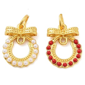 ABS Plastic Bead Alloy Pendants, with Jump Rings, Wreath