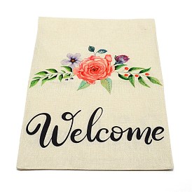 Linen Vertical Double Sided Garden Flag, with Word, for Home Outdoor Courtyard Decorative