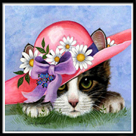 Cat with Hat DIY Diamond Painting Kits, Including Resin Rhinestones, Diamond Sticky Pen, Tray Plate and Glue Clay