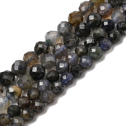 Природные иолит нитей бисера, круглые, граненые
