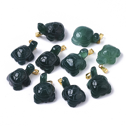 Natural Agate Pendants, with Golden Plated Metal(Brass or Iron Materials Random Delivery) Snap On Bails, Dyed, Tortoise