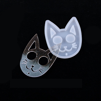 Food Grade Cat Head DIY Silicone Pendant Molds, Decoration Making, Resin Casting Molds, For UV Resin, Epoxy Resin Jewelry Making