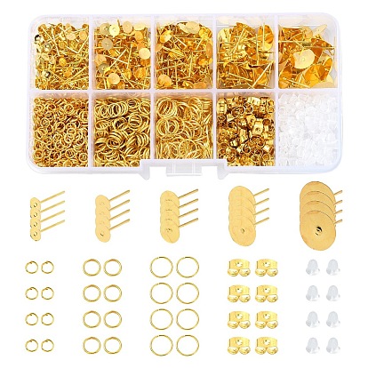 Наборы для самостоятельного изготовления плоских круглых железных сережек-гвоздиков