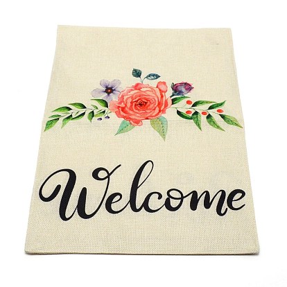 Linen Vertical Double Sided Garden Flag, with Word, for Home Outdoor Courtyard Decorative