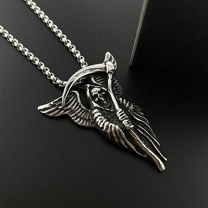 Панк 304 ожерелья из нержавеющей стали с подвеской в виде мрачного жнеца для мужчин