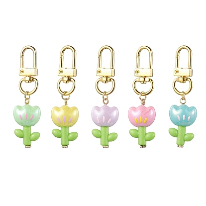 Цветочные акриловые подвесные украшения, Поворотные застежки из сплава, подвеска для украшений сумок, брелоков