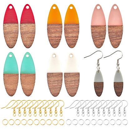 DIY Dangle Earring Making Kits, with Resin & Wood Pendants, Brass Earring Hooks & Jump Rings, Horse Eye