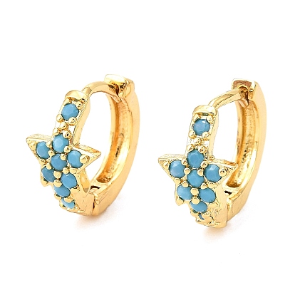 Латунные микро проложить серьги обруча кубического циркония, долговечный, звезда