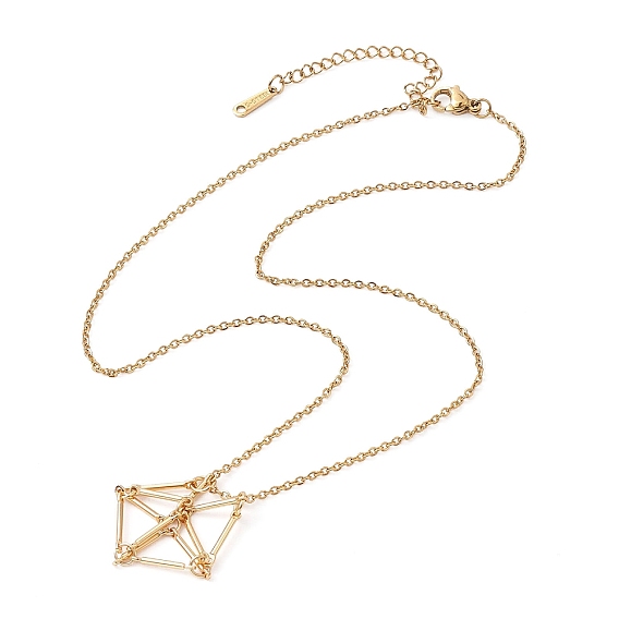 Латунный мешочек для макраме, пустой держатель для камней для изготовления подвесных ожерелий, с 304 тросовыми цепями из нержавеющей стали и застежкой-карабином