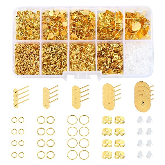 Наборы для самостоятельного изготовления плоских круглых железных сережек-гвоздиков