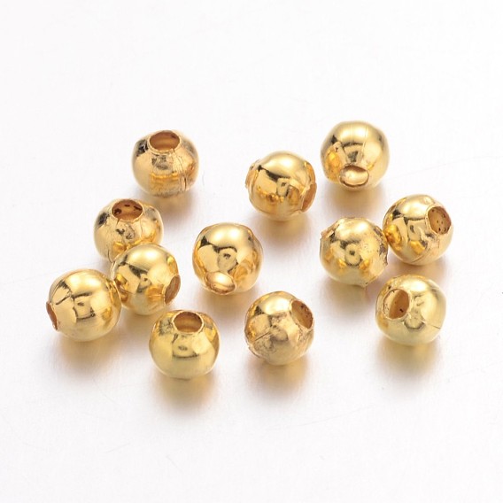Iron Spacer Beads, Long-Lasting Plated, Round