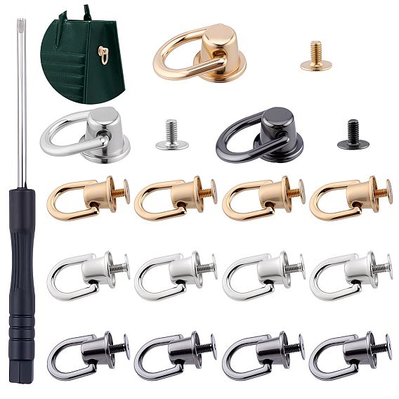 30шт. 3 цвета, застежки-подвески из сплава, заклепки кольцевые ввинчивающиеся, с 1 отверткой из железа и пластика, чехол для телефона своими руками, кожаное ремесло, сумочка, аксессуары для кошельков