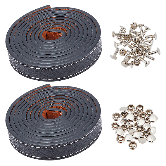 Ремни сумки из искусственной кожи, плоский, с железными декоративными заклепками, аксессуары для замены сумок