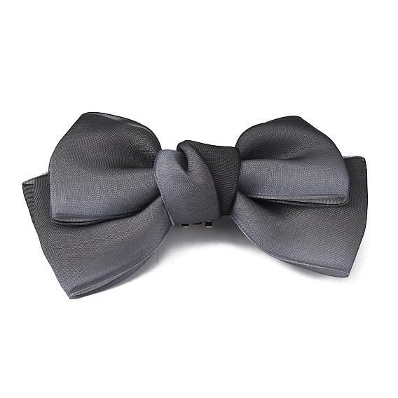 Polyester Bowknot Shoe Decorations, Detachable Shoe Buckle Clips, with Iron Findings