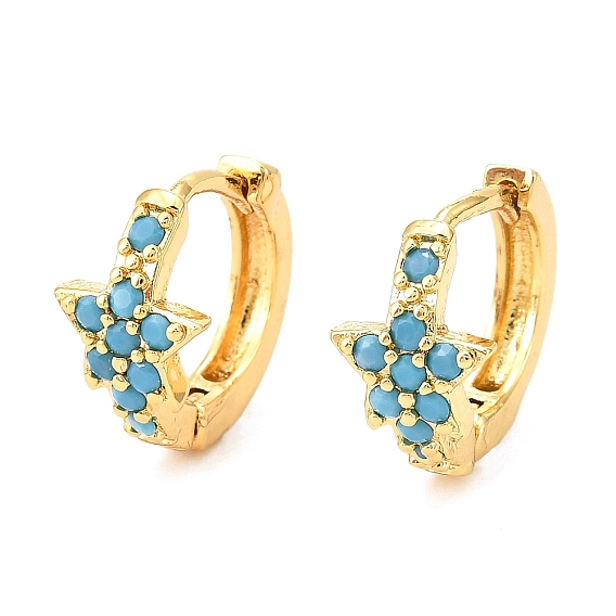 Латунные микро проложить серьги обруча кубического циркония, долговечный, звезда