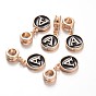 Alloy Enamel European Dangle Charms, Flat Round with Letter, 27mm, Hole: 5mm