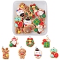 14Pcs 7 Styles Christmas Theme Opaque Resin Pendants, with Platinum Tone Iron Loops, Snowman & Reindeer & Santa Claus, Mixed Shapes