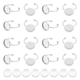 Набор для самостоятельного изготовления пустого куполообразного кольца, в том числе 304 компоненты кольца для пальцев манжеты из нержавеющей стали, Кабошоны из стекла