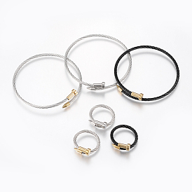 304 Stainless Steel Jewelry Sets, Adjustable Bangles and Rings