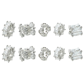 10 шт 5 стили латунные бусины из кубического циркония микропаве, колонка, долговечный, без свинца и без кадмия