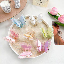 Double Layered Butterfly Acrylic Claw Hair Clips, Hair Accessories for Women & Girls