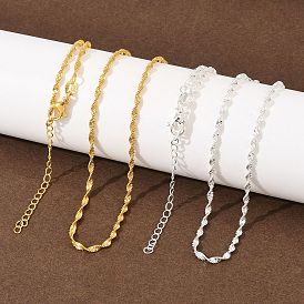 2Мм латунные цепочки-колье в сингапурском стиле для мужчин и женщин