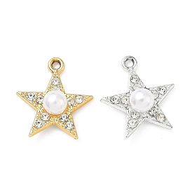 Подвески из сплава , звезды прелести, uv покрытие, со стразами и пластиковой имитацией жемчуга