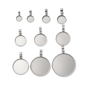 304 Настройки кабошон из нержавеющей стали кулон, плоские круглые прелести