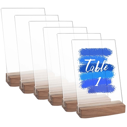 Walnut Wooden Card Holders, with Acrylic Transparent Pressure Plate, Rectangle